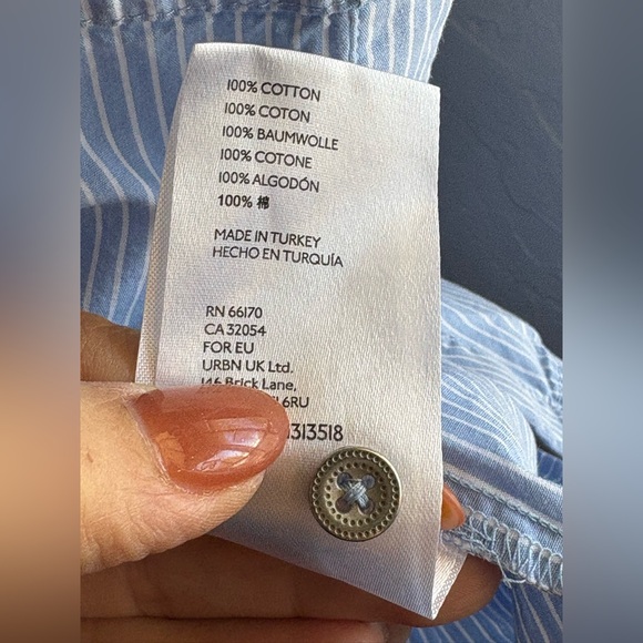 Anthropologie Sally Tunic shirt button down blue stripe Dress Size small prelove - Picture 3 of 12